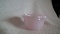 Salt dip, pink iridescent with pink swirly lines, crimped top, signed Crider 2009, 1 1/8”x2”