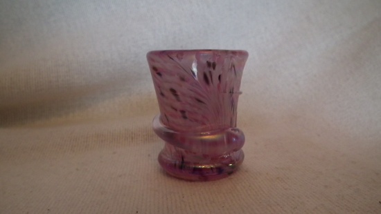 Snake toothpick holder, lavender with white swirls, signed Crider 2008, 2.25”H x 2 1/8 “W