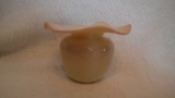 Spittoon, pink & yellow, wavy top, signed Terry Crider 1979, 3 5/8”H x 5 1/8”W