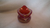 Toothpick holder, red/orange iridescent