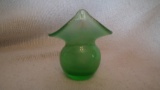 Toothpick holder, green, jack in the pulpit, spittoon shaped, signed Crider 1979, 2.75”H x 2 5/8”W