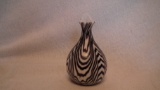 Bud vase, white with purple drapery design, jack in the pulpit, signed Terry Crider (no date), 5”x3”