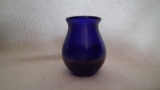 Toothpick holder, cobalt blue, round top, unsigned Crider (no date), 2.5”x2 1/8”