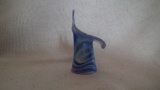 Toothpick holder, blue swirly design, jack in the pulpit, marked Gibson 1984, 3.5”x2.75”