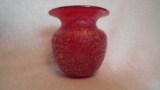 Vase, spittoon style, red iridescent