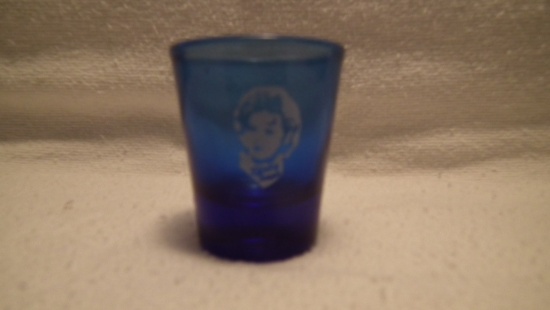 Shirley Temple blue glass, 2”x 2 3/8”