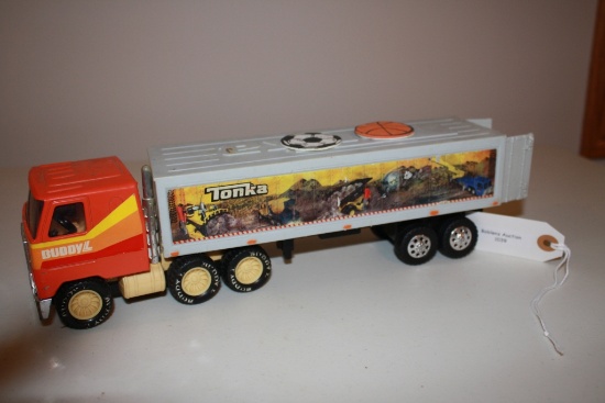 Buddy L tractor w/Tonka trailer