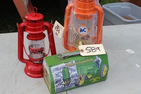 Lot of 3 misc. collectables, 2 lanterns & box