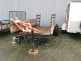 16’ X 7’ tandem axle flatbed trailer w/ fold up ramps, wood floor & sideboards (AS IS)