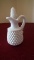 Fenton, white hobnail cruet with stopper, unmarked, 4 1/2” x 3 1/2”