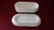 Fenton, white hobnail butter dish, unmarked, 3” x 7 1/2”