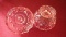 Pink clear covered candy dish, unmarked, 7 1/2” x 6 1/2”