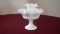 Fenton, white with clear top & rim 2 piece candy dish, unmarked; 10” x 12”