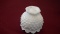 Fenton, white hobnail candle stick holder, gold Fenton sticker, 3” x 4”