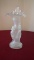 Fenton, clear satin hand vase, jack in the pulpit crimped top, marked Fenton, 9 1/4” x 4 1/4”