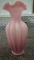 Fenton, pink satim tall vase, scallop top, verigated (gets darker going down the vase), unmarked, 11