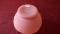 Fenton, pink satin rose bowl, pushed in sides, marked Fenton, 3 1/4” x 4”