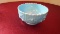 Fenton, blue marbled rose bowl, unmarked, 3 3/4” x 7”