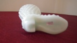 Fenton, white hobnail boot, marked Fenton, 4” x 2 3/8”