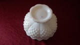 Fenton, white hobnail candle holder, 4” x 6 1/2”