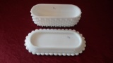 Fenton, white hobnail butter dish, unmarked, 3” x 7 1/2”