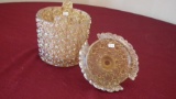 Fenton, gold daisy & button covered dish, marked Fenton, 4 3/4”