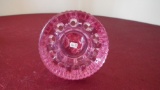 Fenton, clear pink lady with crossed arms, 8 1/4” x 4”