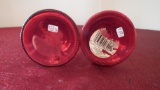 Indiana Glass, pair ruby red candle stick holders, Indiana Glass price tag, Candlelite, 7” x 3”