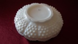 Fenton white hobnail candle holder, 8” x 2”