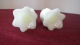 Fenton, custard salt & pepper shakers, metal tops, marked Fenton,