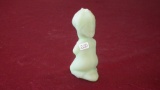 Fenton, green praying girl, unmarked, 4” x 2”