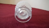 Fenton, clear white hobnail & clear top mini-vase, unmarked, 3 ¾” x 2 1/2”
