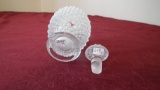 Fenton, clear white hobnail perfume, clear stopper with white hobnail, a few nicks on edge of stoppe