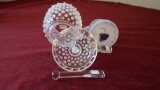 Fenton, white opalescent hobnail sugar & creamer, white on top edge of both; creamer = hobnail stopp