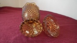 Fenton, topaz hobnail lidded candy dish, mold mark across part of the inside of lid, unmarked, 10 1/