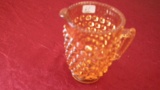 Fenton, topaz hobnail creamer, unmarked, 3” x 3”