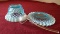 Fenton,blue & white opalescent mini-punch bowl set (3 pieces), clear dipper