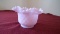 Fenton, lilac basketweave bowl, original white Fenton price tag, 3” x 5”