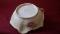 Nippon, gold handled candle holder/candy dish, navy blue/cream/gold, hand p