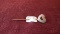 Hat/Lapel pin, gold tone, heart shape cut out, grey heart, 2 1/4” long