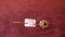 Hat/Lapel pin, gold tone, black center stone flower, 2 ¼” long