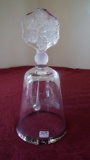 Lenox, clear bell with snowflakes handle, silver bottom rim, crystal clappe