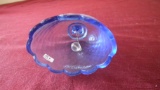Fenton, clear blue hand painted bell, signed D. Cutshaw, unmarked, 6 1/2” x