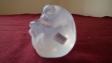 Fenton, clear & white opalescent bear, marked Fenton, 3 1/2” x 2”