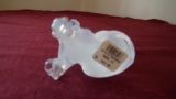 Fenton, clear/opalescent hand painted dog, marked Fenton, hand painted by F