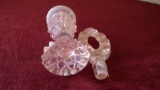 Fenton, pink opalescent cruet with white at base at rim, keyhole stopper, d