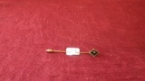 Hat/Lapel pin, black diamond-like stone with rhinestones, 3” long