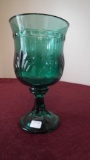 2 clear green goblets, unmarked, 7” x 3 3/4”