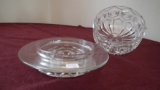 Clear pressed covered butter dish, heavy, unmarked, 5 3/4” x 6 1/2”