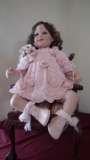 Precious Heirloom, girl in pink crocheted dress, a Fayzah Sparos Design @ 2